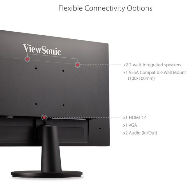 ViewSonic VA2447-MH 24 Inch Full HD 1080p Monitor with 100Hz, Ultra-Thin Bezel, AMD FreeSync, Eye Care, and HDMI, VGA Inputs for Home and Office - Image 7