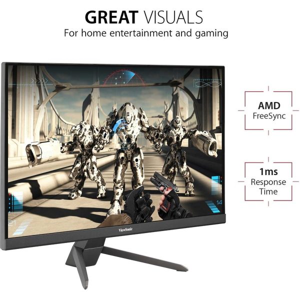ViewSonic VX2467-MHD 24 Inch 1080p Gaming Monitor with 100Hz, 1ms, Ultra-Thin Bezels, FreeSync, Eye Care, HDMI, VGA, and DP - Image 2