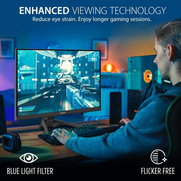 ViewSonic VX2467-MHD 24 Inch 1080p Gaming Monitor with 100Hz, 1ms, Ultra-Thin Bezels, FreeSync, Eye Care, HDMI, VGA, and DP - Image 3