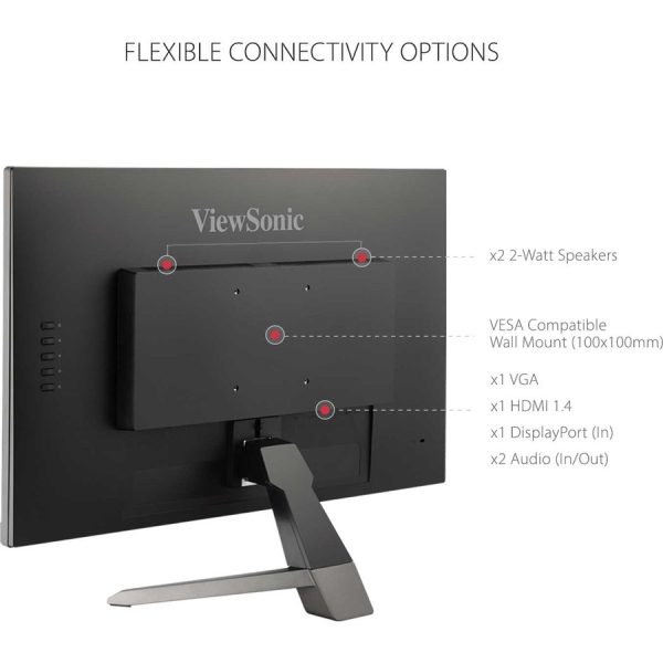 ViewSonic VX2467-MHD 24 Inch 1080p Gaming Monitor with 100Hz, 1ms, Ultra-Thin Bezels, FreeSync, Eye Care, HDMI, VGA, and DP - Image 9