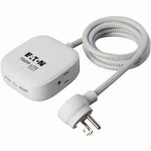 Eaton Tripp Lite Series Safe-IT 32W 2-Outlet Power Strip - 5-15R Outlets, 3 USB Ports, 6 ft. (1.8 m) Cord, Antimicrobial Protection, White