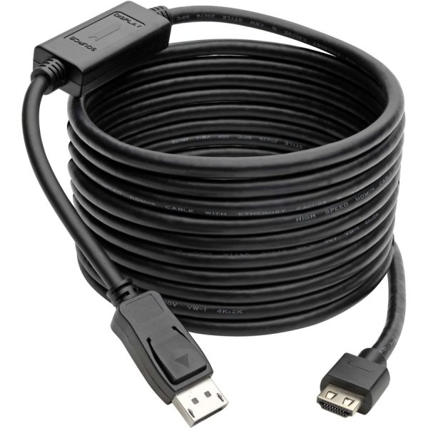 Eaton Tripp Lite Series DisplayPort 1.4 to HDMI Active Adapter Cable (M/M), 4K 60 Hz, 4:4:4, HDR, HDCP 2.2, 15 ft. (4.6 m), TAA - Image 3
