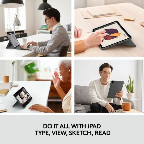 Logitech Combo Touch Keyboard/Cover Case for 11" Apple, Logitech iPad Pro, iPad Pro (2nd Generation), iPad Pro (3rd Generation) Tablet - Oxford Gray - Image 2