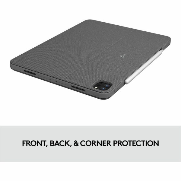 Logitech Combo Touch Keyboard/Cover Case for 11" Apple, Logitech iPad Pro, iPad Pro (2nd Generation), iPad Pro (3rd Generation) Tablet - Oxford Gray - Image 3