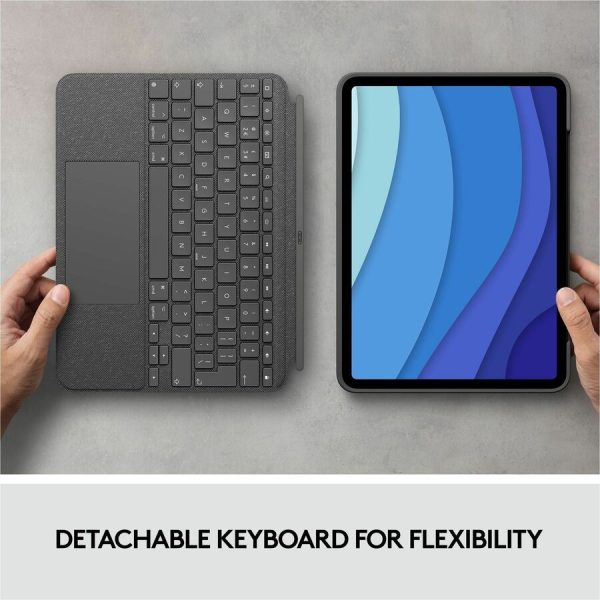 Logitech Combo Touch Keyboard/Cover Case for 11" Apple, Logitech iPad Pro, iPad Pro (2nd Generation), iPad Pro (3rd Generation) Tablet - Oxford Gray - Image 8