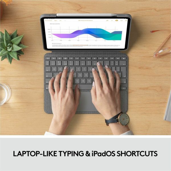 Logitech Combo Touch Keyboard/Cover Case for 11" Apple, Logitech iPad Pro, iPad Pro (2nd Generation), iPad Pro (3rd Generation) Tablet - Oxford Gray - Image 10
