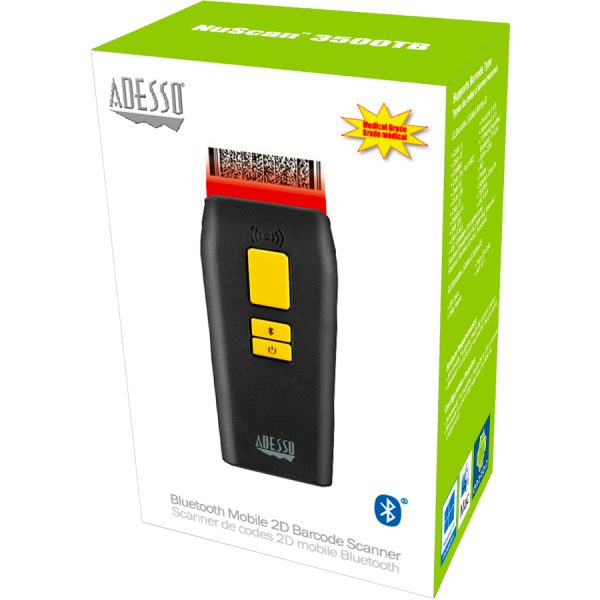 Adesso NuScan 3500TB Bluetooth Antimicrobial Waterproof 2D Barcode Scanner - Image 2