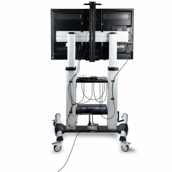 StarTech.com Rolling TV Cart/Stand On Wheels, For 60-100inch Flat Screens and 220lb, Height Adjustable Mobile Trolley Mount/Portable Stand - Image 3