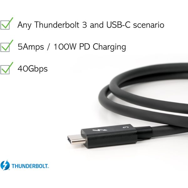 Plugable Thunderbolt 3 Cable 40Gbps Supports 100W (20V, 5A) Charging - Image 3