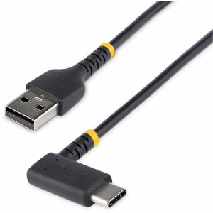 StarTech.com 3ft (1m) USB A to C Charging Cable Right Angle, Heavy Duty Fast Charge USB-C Cable, Durable and Rugged Aramid Fiber, 3A