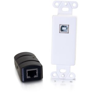 C2G USB 2.0 Cat6 Extender 150ft, Decorator Wall Plate Transceiver to Box Receiver-TAA