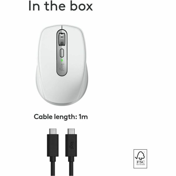 Logitech MX Anywhere 3S for Mac, Compact Wireless Bluetooth Mouse, 8K DPI Any-Surface Tracking, Quiet Clicks, USB C, Wireless Mouse for MacBook Pro, Macbook Air, iMac, iPad (Pale Grey) - Image 2