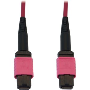 Eaton Tripp Lite Series 100G Multimode 50/125 OM4 Fiber Optic Cable (12F MTP/MPO-PC F/F), LSZH, Magenta, 5 m (16.4 ft.)