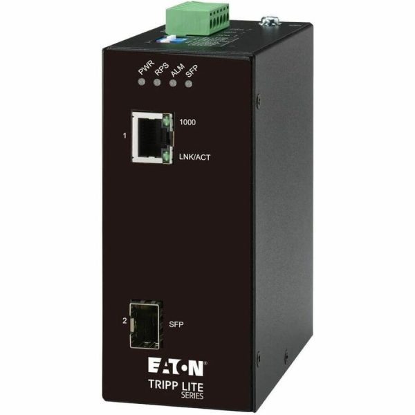 Eaton Tripp Lite Series Hardened Gigabit Fiber to Ethernet Media Converter, 10/100/1000 Mbps, RJ45/SFP, -10° to 60°C, DC Power, TAA