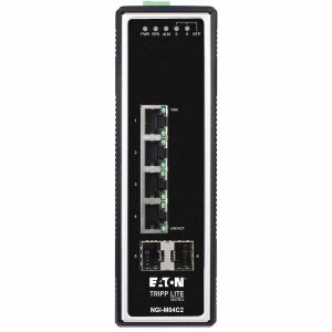 Eaton Tripp Lite Series 4-Port Managed Industrial Gigabit Ethernet Switch - 10/100/1000 Mbps, 2 GbE SFP Slots, -40° to 75°C, DIN Mount, TAA