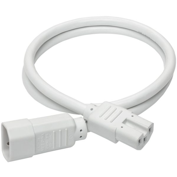 Eaton Tripp Lite Series Power Cord C14 to C15 - Heavy-Duty, 15A, 250V, 14 AWG, 3 ft. (0.91 m), White - Image 2