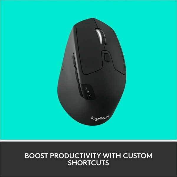 Logitech M720 Triathlon Multi-Device Wireless Mouse, Bluetooth, USB Unifying Receiver, 1000 DPI, 8 Buttons, Black - Image 3