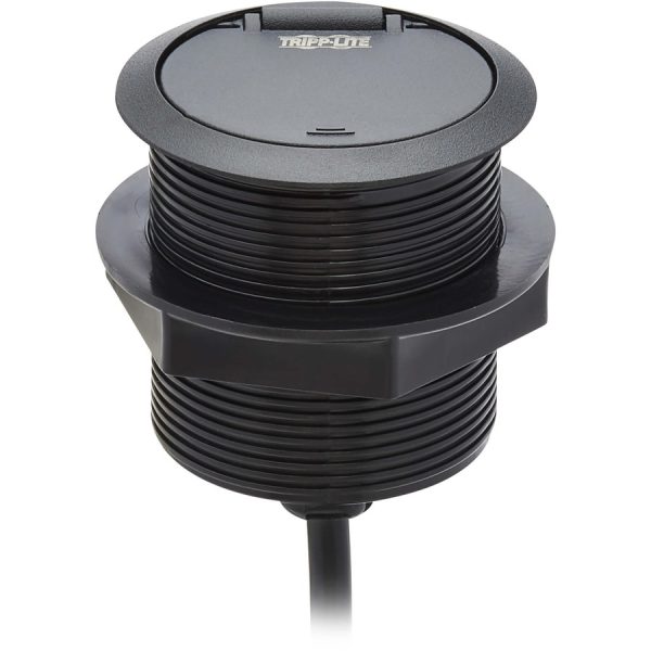 Eaton Tripp Lite Series Protect It! In-Desktop Power Grommet - NEMA 5-15P, 2x USB-A Charging, Surge Protection, 10 ft. Cord, Antimicrobial, Black - Image 6