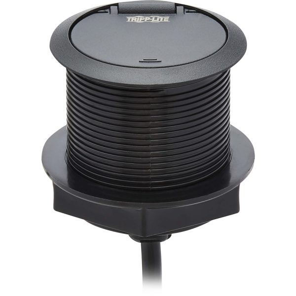Eaton Tripp Lite Series Protect It! In-Desktop Power Grommet - NEMA 5-15P, 2x USB-A Charging, Surge Protection, 10 ft. Cord, Antimicrobial, Black - Image 7
