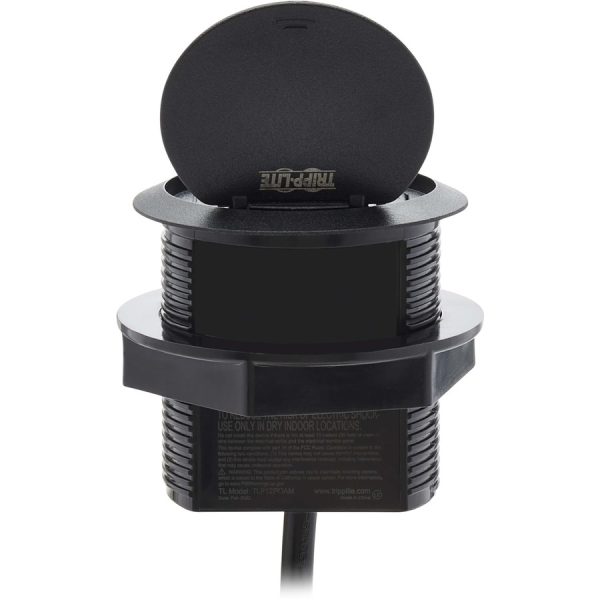 Eaton Tripp Lite Series Protect It! In-Desktop Power Grommet - NEMA 5-15P, 2x USB-A Charging, Surge Protection, 10 ft. Cord, Antimicrobial, Black - Image 8