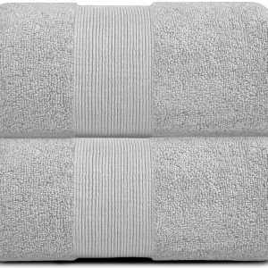 Resort Collection Soft Bath Sheet Towels | 35x70 Oversize Large Luxury Hotel Plush & Absorbent Cotton Bath Sheet [2 Pack Dolphin Grey]