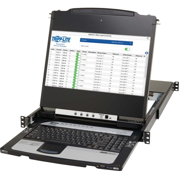 Eaton Tripp Lite Series 8-Port NetDirector DisplayPort KVM Switch Console with 17 in. LCD, Dual Rail, 1U Rack-Mount, TAA - Image 4
