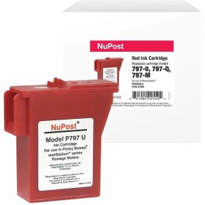 NuPost Non-OEM New Postage Meter Red Ink Cartridge for Pitney Bowes 797-0/797-Q/797-M