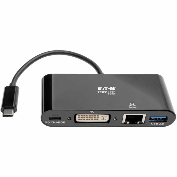 Eaton Tripp Lite Series USB-C Multiport Adapter, DVI, USB 3.x (5Gbps) Hub Port, Gbe and PD Charging, Black - Image 3