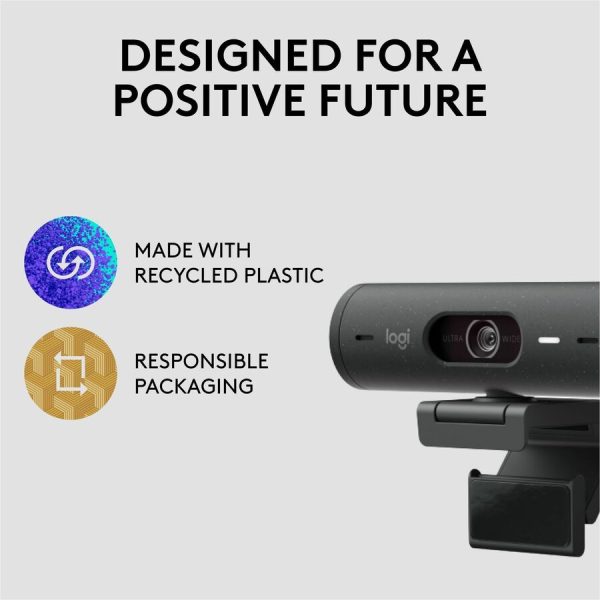 Logitech Brio 500 Full HD webcam, auto framing, noise-reducing mics, privacy shutter, streaming & video calling, Graphite - Image 5