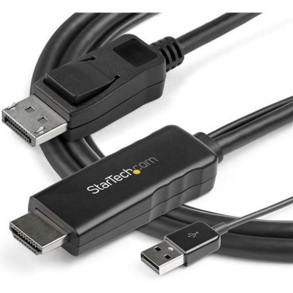 StarTech.com 6ft (2m) HDMI to DisplayPort Cable 4K 30Hz - Active HDMI 1.4 to DP 1.2 Adapter Cable with Audio - USB Powered Video Converter - Image 5