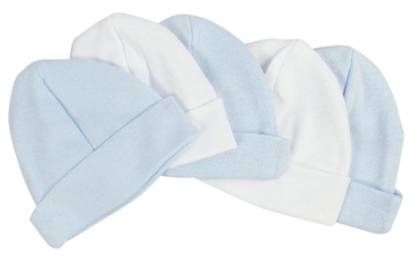 Blue & White Baby Caps (pack Of 5) 031-blue-3-w-2 - Image 2