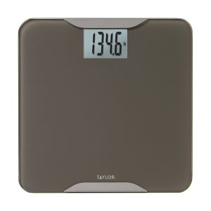 Taylor Precision Products 5297042 Digital Glass Bath Scale, Taupe with Stainless Steel Accents, 400-Lb. Capacity