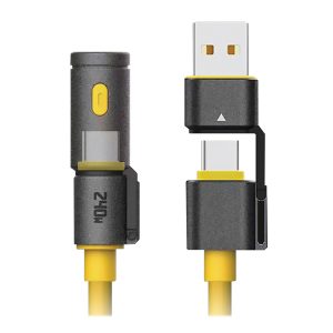 HELIX ETHCFLY FlashCharge 4-in-1 USB-A and USB-C to USB-C Flashlight Charge and Sync Cable, 3.2 Ft.