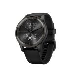 Garmin 010-02665-00 vivomove Trend Hybrid Smartwatch with Stainless Steel Bezel and Silicone Band (Black)