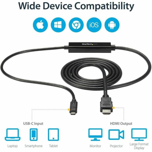StarTech.com USB C to HDMI Cable - 6 ft / 2m - USB-C to HDMI 4K 60Hz - USB Type C to HDMI - Computer Monitor Cable - Image 4