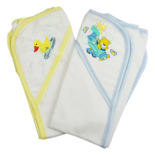 Infant Hooded Bath Towel (pack Of 2) 021-yellow--021b-blue