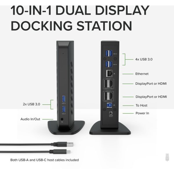 Plugable USB 3.0 and USB-C Dual 4K Display Docking Station with DisplayPort and HDMI for Windows and Mac - Image 2