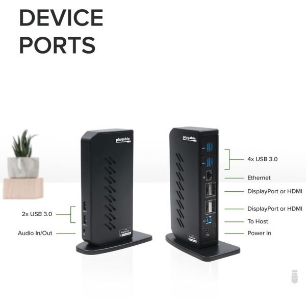 Plugable USB 3.0 and USB-C Dual 4K Display Docking Station with DisplayPort and HDMI for Windows and Mac - Image 5