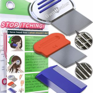 Lice Comb [Pack of 3]   Fast Removal of Lice Eggs Nits and Dandruff. Professional Results for Head Lice Treatment on All Different Types of Hair. Peine para piojos y liendres.
