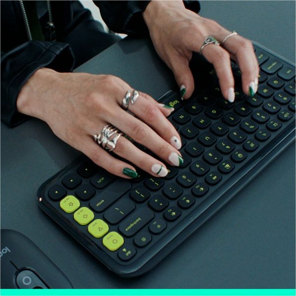 Logitech POP ICON KEYS Wireless Bluetooth Keyboard, Comfortable Typing, Programmable Keys, Easy-Switch Between up to 3 Devices (Graphite & Green) - Image 6