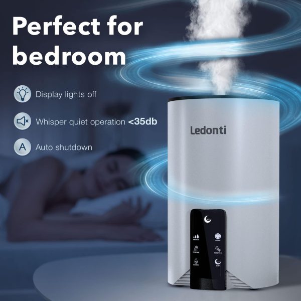 WiFi Control Humidifiers for Bedroom   Dual Mist (Cool & Warm) ! Humidifier 4L Big Capacity Top Fill Water Tank Quie Humidifier for Large Rooms Home Living Office Baby   Ultrasonic Humidifier - Image 2