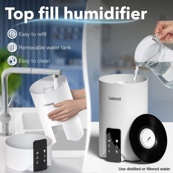 WiFi Control Humidifiers for Bedroom   Dual Mist (Cool & Warm) ! Humidifier 4L Big Capacity Top Fill Water Tank Quie Humidifier for Large Rooms Home Living Office Baby   Ultrasonic Humidifier - Image 3