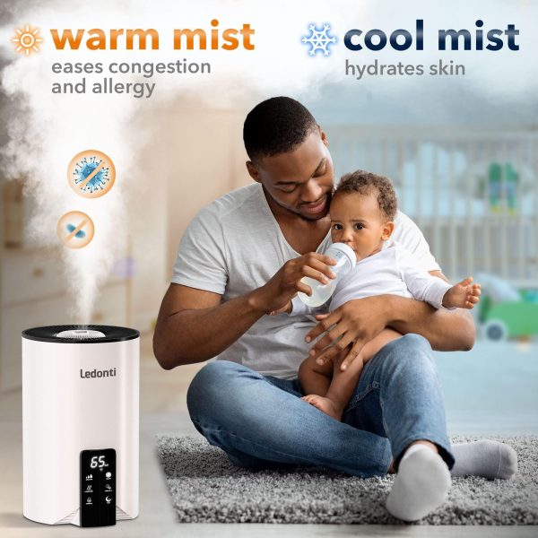 WiFi Control Humidifiers for Bedroom   Dual Mist (Cool & Warm) ! Humidifier 4L Big Capacity Top Fill Water Tank Quie Humidifier for Large Rooms Home Living Office Baby   Ultrasonic Humidifier - Image 5
