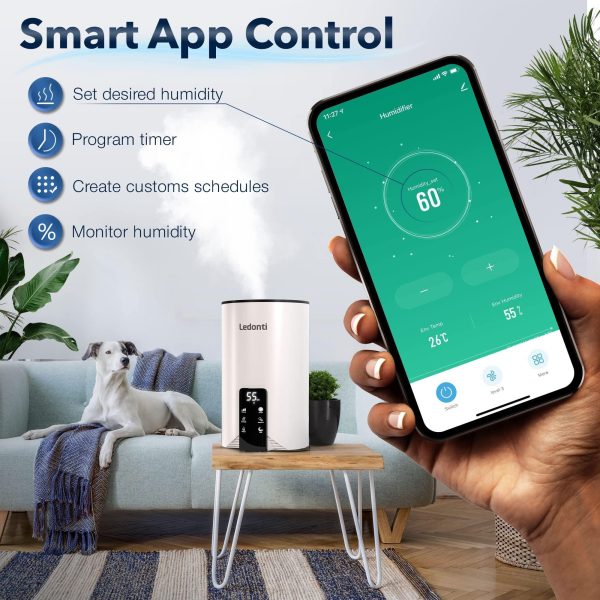 WiFi Control Humidifiers for Bedroom   Dual Mist (Cool & Warm) ! Humidifier 4L Big Capacity Top Fill Water Tank Quie Humidifier for Large Rooms Home Living Office Baby   Ultrasonic Humidifier - Image 6
