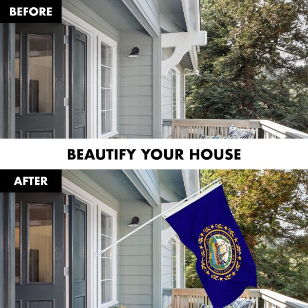 G128 Combo Pack: 6 Ft Tangle Free Spinning Flagpole (White) & New Hampshire Flag 3x5 Ft Printed 150D Polyester, Brass Grommets (Flag Included) Aluminum Flag Pole - Image 3