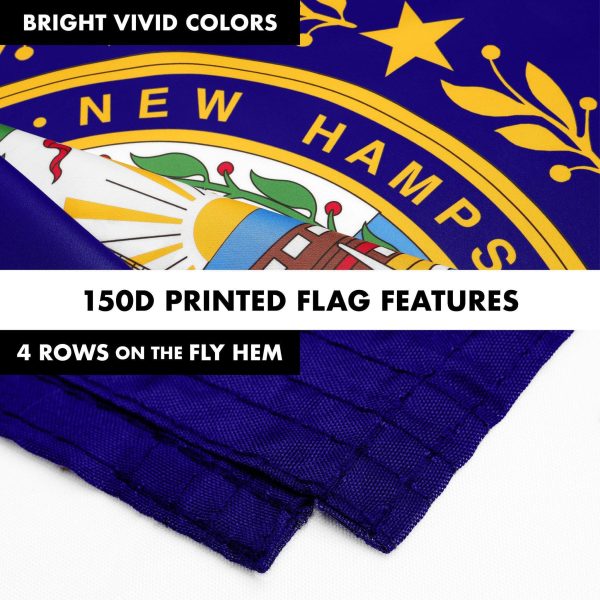 G128 Combo Pack: 6 Ft Tangle Free Spinning Flagpole (White) & New Hampshire Flag 3x5 Ft Printed 150D Polyester, Brass Grommets (Flag Included) Aluminum Flag Pole - Image 5