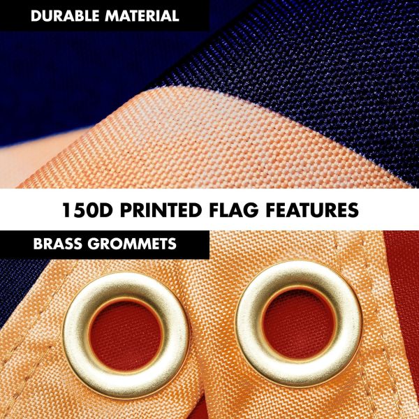 G128 Combo Pack: 6 Ft Tangle Free Aluminum Spinning Flagpole (White) & Betsy Ross Tea-Stained Flag 3x5 Ft, LiteWeave Pro Series Printed 300D Polyester | Pole with Flag Included - Image 4