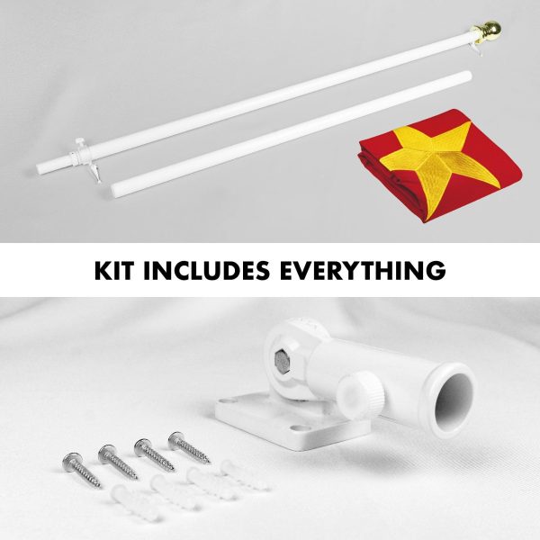 G128 - 6 Feet Tangle Free Spinning Flagpole (White) China Flag Brass Grommets Embroidered 3x5 ft (Flag Included) Aluminum Flag Pole - Image 2