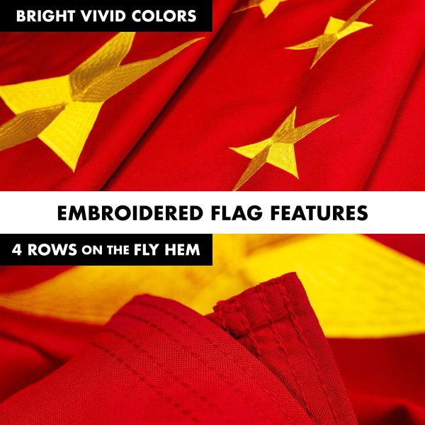 G128 - 6 Feet Tangle Free Spinning Flagpole (White) China Flag Brass Grommets Embroidered 3x5 ft (Flag Included) Aluminum Flag Pole - Image 5