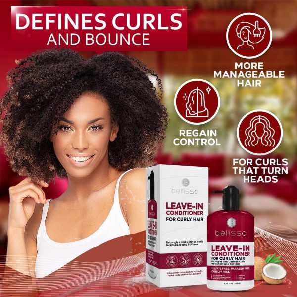 Leave in Conditioner for Curly Hair   Frizz Control for Women and Men   Restores Dry Damaged and Wavy Hair   Detangler Cream and Sulfate Free Anti Static Moisturizer Treatment with Shea Butter - Image 5